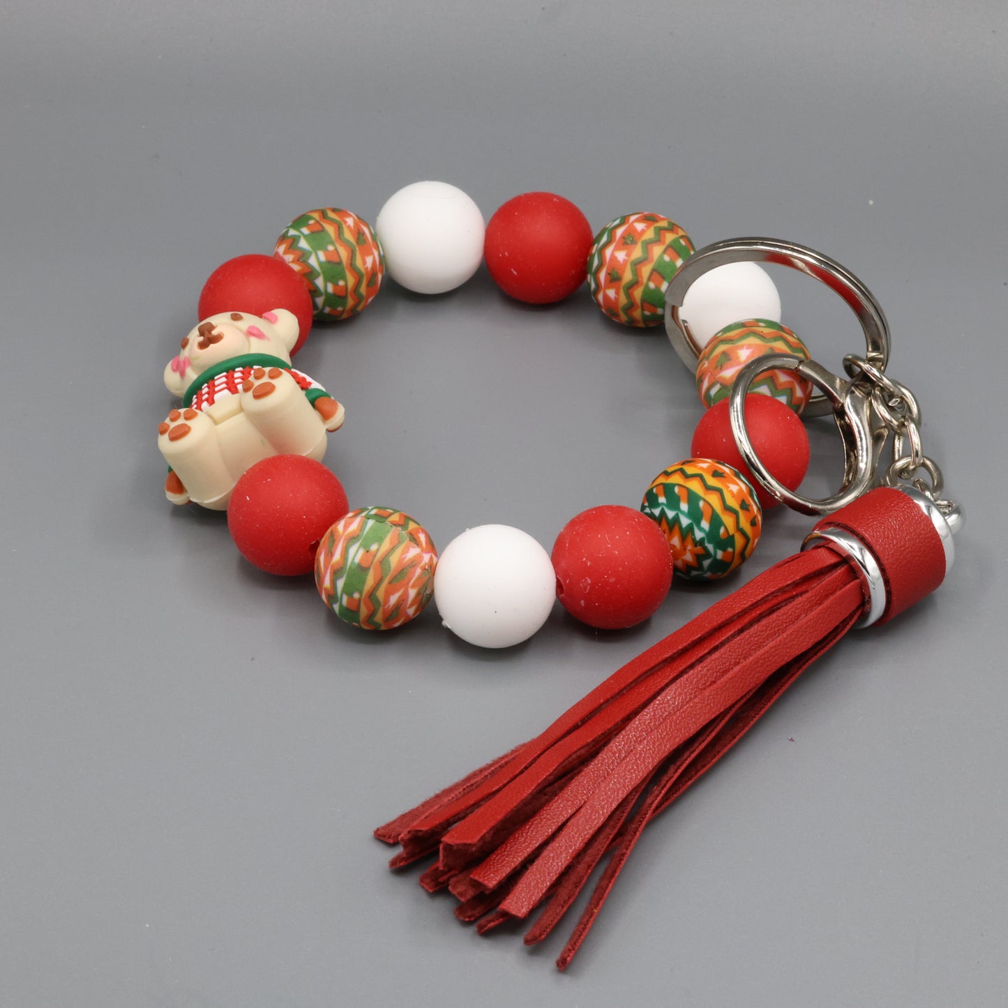 Tinsel Teddy Keyring & Keychain